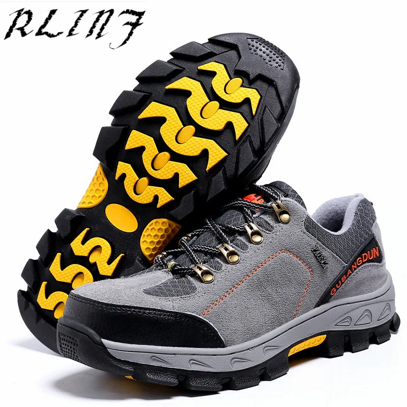 RLIN Winter leather safety shoes mountaineering slip resistant wear