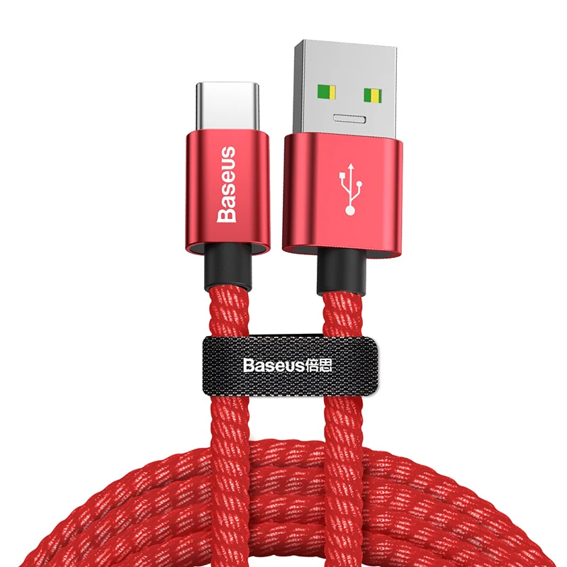 Кабель usb type-C Baseus 5A для huawei mate 30 20 P30 P20 Pro Supercharge Xiaomi samsung S10 S9 USBC type-c кабель USB-C зарядное устройство - Цвет: Red