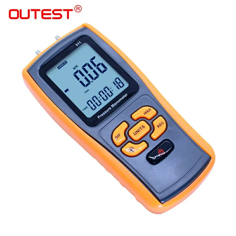 25° Digital Handheld Manometer GM510 Air Pressure Meter and Differential Pressure Gauge 11 Units with Backlight Accuracy ±0.3% FSO 25° Digital Handheld Manometer GM510 Air Pressure Meter and Differential Pressure Gauge 11 Units with Backlight Accuracy ±0.3% FSO