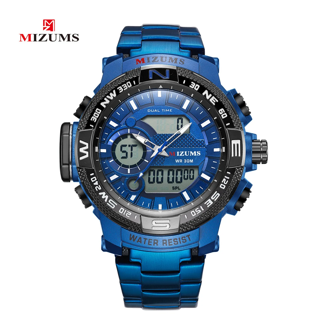 Mizums мужские часы Военные Спортивные Цифровые кварцевые часы с двойным дисплеем водонепроницаемые наручные часы Relogio Masculino Прямая поставка - Цвет: MIZUMS BLUE