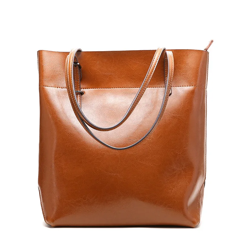 

2018 Women's Shoulder Bag Genuine Leather Shopping Bags Simplicity Cowhide Ladies Large Capacity Handbag Over Shoulder