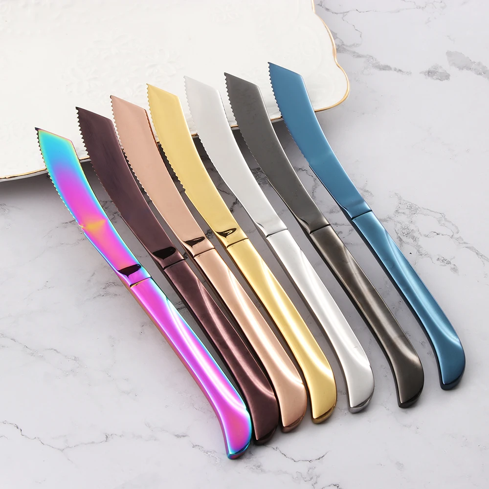 

Stainless Steel Rainbow Steak Knife Sharp Table Cutlery Dinnerware Multi-color Tabletop Kitchen Restaurant Dinnerware