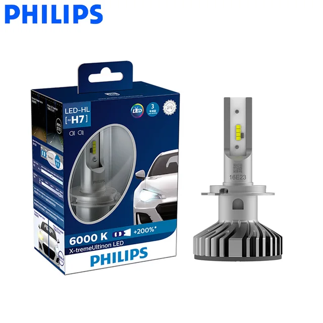 Philips LED H7 X treme Ultinon LED Auto Headlight High Low Beam 6000K Cool White Lamps +200