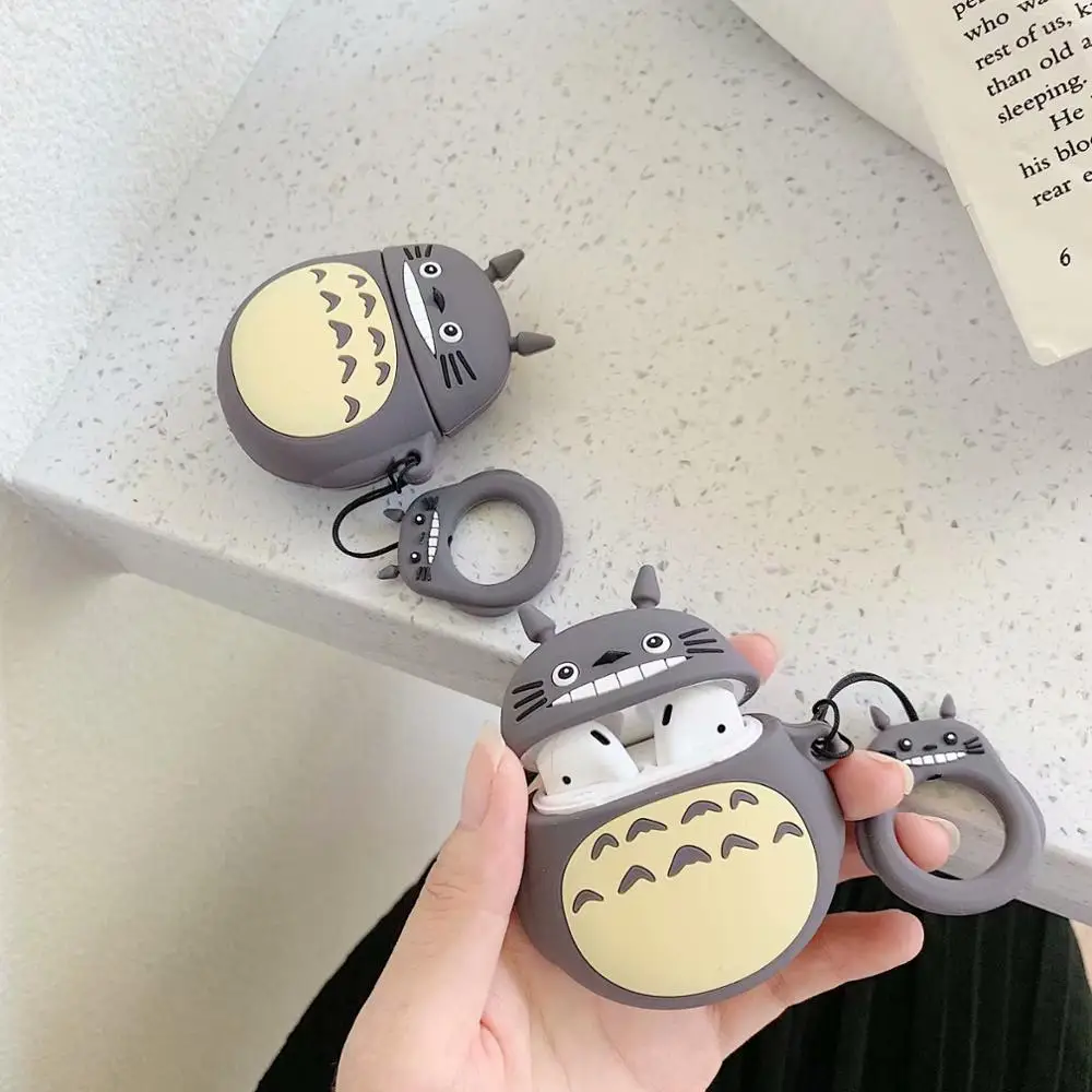 3D милый каваи аниме мультфильм Тоторо Безликий человек чехол для Airpods 1 2 без лица человек беспроводной наушники крышка с палец кольцо ремень
