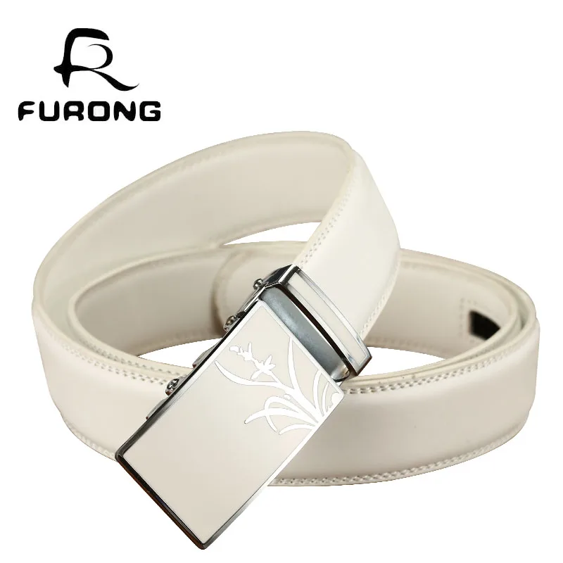 

Man Business Belt Automatic Buckle Belt Brand Designer High Quality Luxury Men White Solid Strap Metal Automatic Buckle Belts