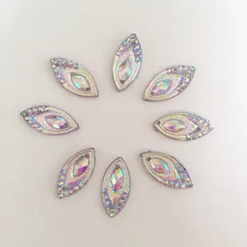 

80pcs AB Resin Horse eye Flatback Rhinestone Wedding decoration Clothing accessories 2 Hole D223