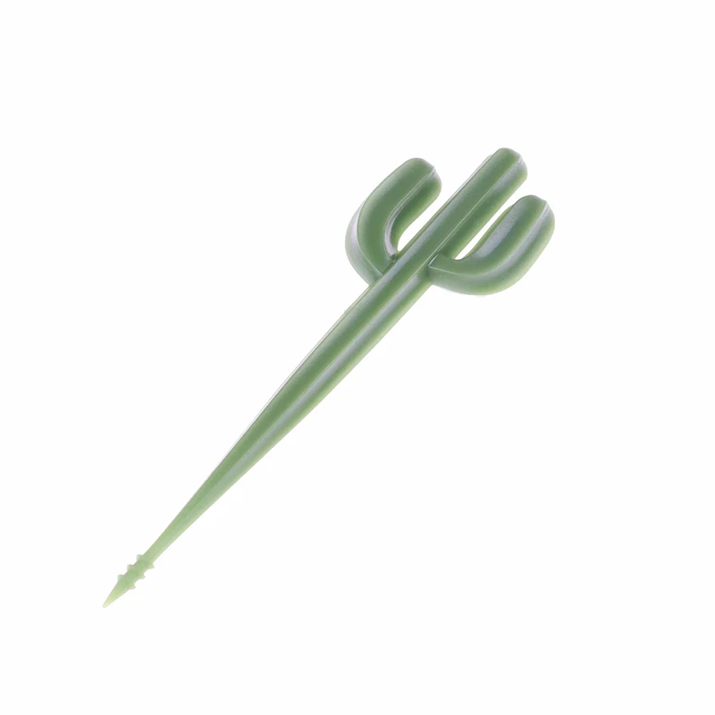 6pcs/pack Fruit Fork Green Cactus Fruit Forks Plastic Toothpick Kids Tableware Food Picks