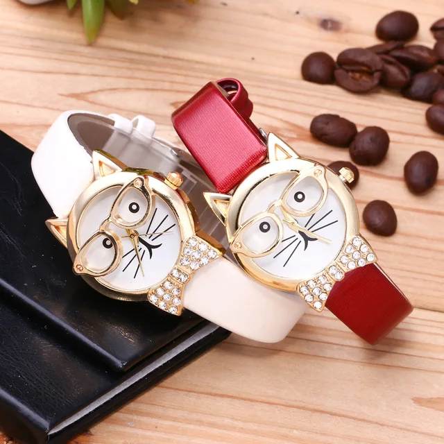 Kitty Cartoon Cat Children Watch Black Cat Watches Fashion Girl Kids