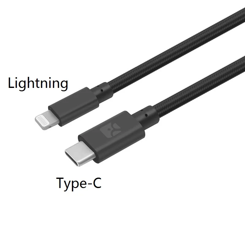 

Type-C to Lightning Cable, Charging & Sync Data for iPhone iPad iPod on USB Charger, New MacBook, Chrombook, HP 3.3 ft/1m Black