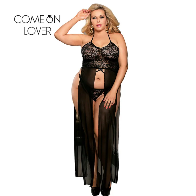 Comeonlover Холтер женское сексуальное эротичное спинки кружево длинное белье плюс размеры пикантная одежда для женщин Ночная Эротическое платье R80666P