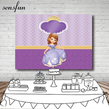 

Sensfun Purple Theme Princess Photography Backdrop For Little Girls Custom Text Birthday Party Backgrounds For Photo Studio