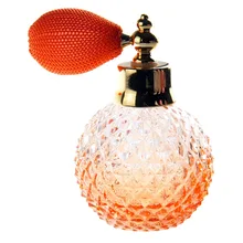 110 мл, оранжевый стеклянный кристалл, Женский Уникальный многоразовый флакон для духов, сетчатый распылитель, лампа с коротким распылителем, ароматический распылитель