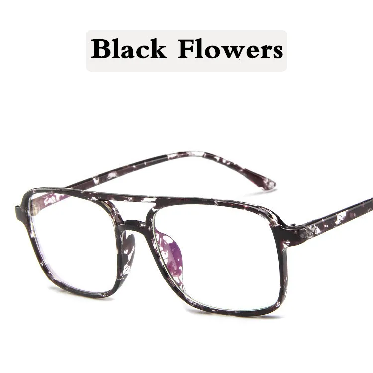 Новая мода коробка плоские очки для женщин, Ретро стиль, оправа для очков для чтения, Для Мужчин's квадратные очки оптически прозрачный украшения - Цвет оправы: Black flowers