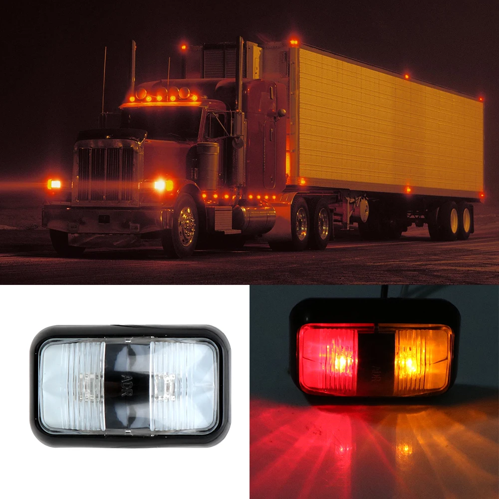 

LEEPEE Waterproof 2 LED Dark Warning DC 10V-30V For Truck Trailer Boat Piranha Blinker Light Side Marker Light Red Yellow