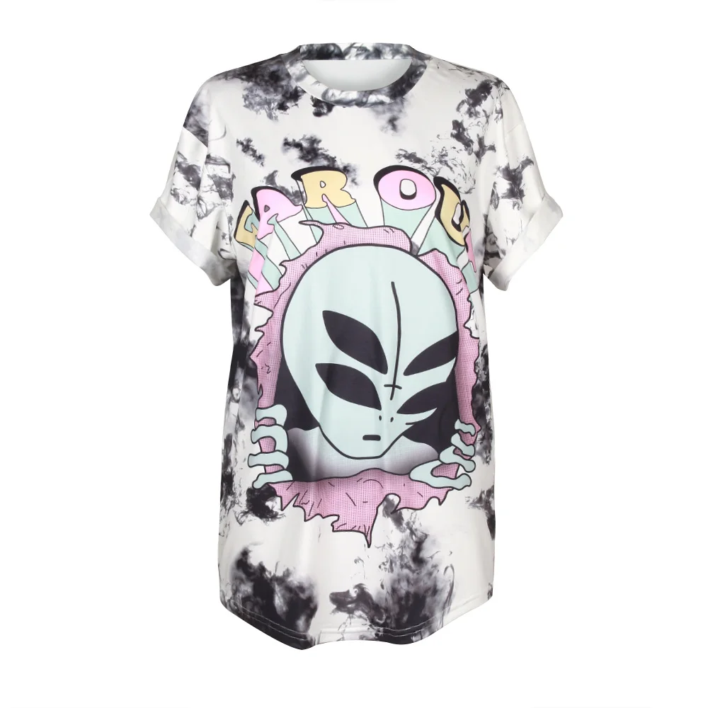 Summer Punk Skull Alien UFO Unicorn Tie Dye 3D Printed Unisex Short Sleeve Loose Men T Shirt Tops Vest Tees Women T-shirt