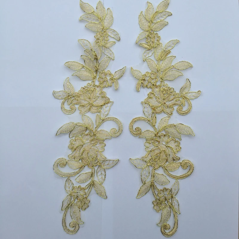 Luxurious gold 5pairs venise fabic embroidery motif lace flower sewing