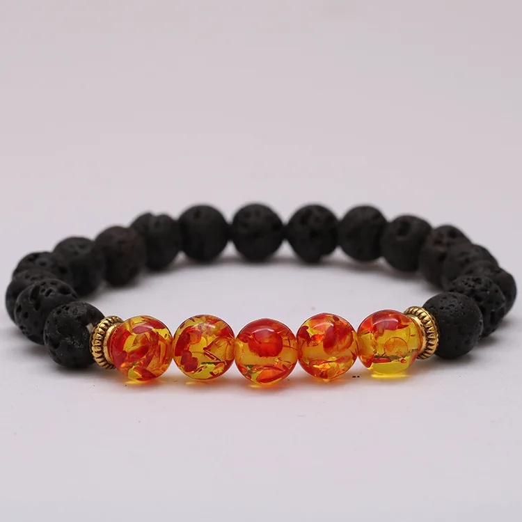 Buddha Prayer Natural Stone Bracelet For Women LAVA beads bracelets (2)