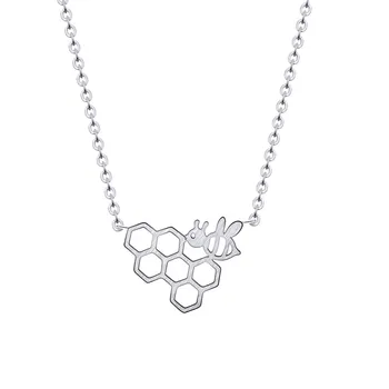 

10pcs/lot Stainless Steel Gold Color Honeycomb Bee Animal Pendant Women Girls Trendy Lovely Pendant Necklace Wholesale