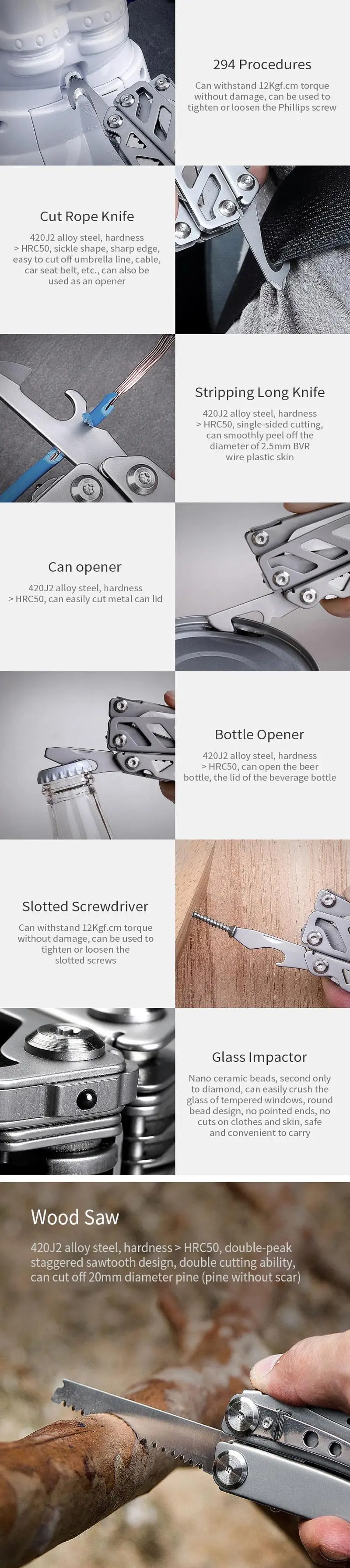 Xiaomi huohou multi-function Folding Knife Bottle Opener Screwdriver  Pliers Stainless Steel Army Knives Hunting Outdoor Campin (5)