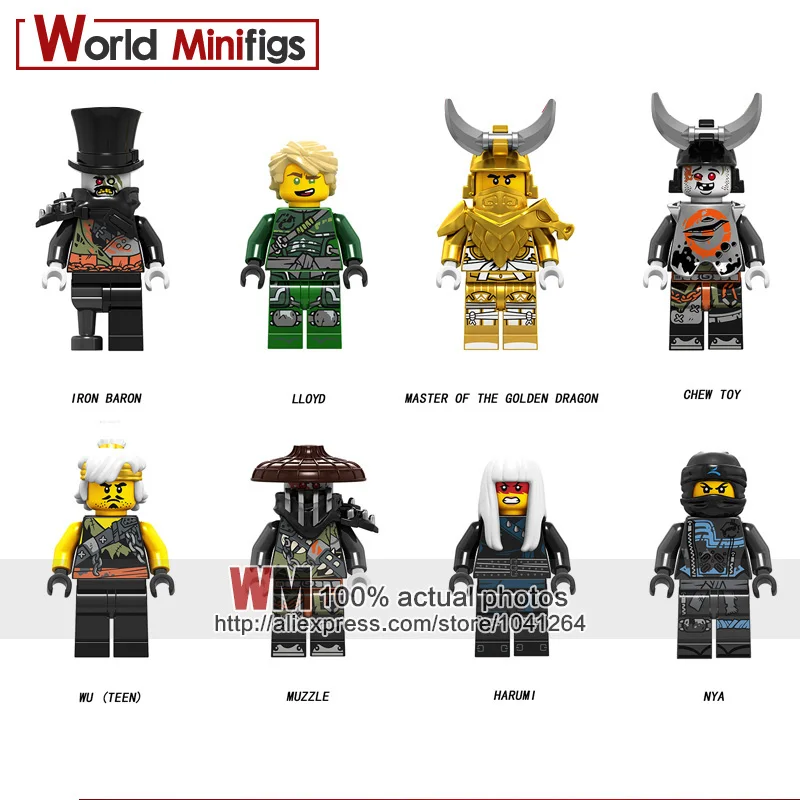 

Single Sale Ninja Action Figure Golden Dragon Master Wu Iron Baron Harumi Lloyd Building Blocks Bricks Toy for Children