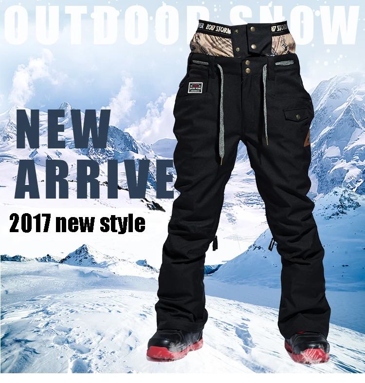 Новая версия корейских лыжных штанов, Мужские Двойные однобортные водонепроницаемые, Теплые талии, лыжные штаны разных цветов