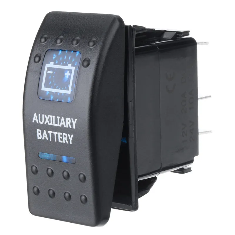 Auxiliary Battery 1x12 V/20A 24 V/10A автомобиля морской синий лодки Rv переключатель кулисный переключатель синий светодиодный светильник бар туман задняя ВКЛ-ВЫКЛ 5 Pin Водонепроницаемый - Цвет: Auxiliary Battery