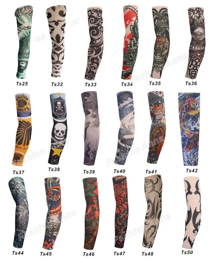 6 шт./лот Эластичный Поддельные татуировки рукава рука чулки Для женщин и Для мужчин пикантные Дизайн с длинным рукавом татуировки чулок