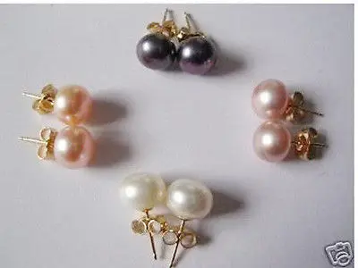

Hot sell Noble- Free shipping@ A LOT 4PAIR 8-9MM FRESHWATER PEARL EARRINGS STUD