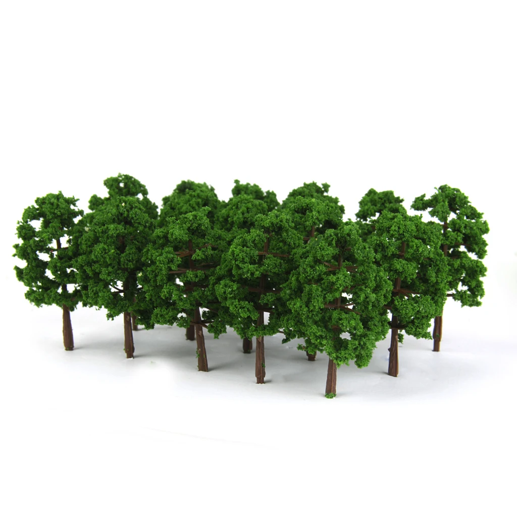 20Pcs 1:150 Scale Plastic Model Trees Train Railroad Railway Street Scene Architecture Layout Scenery Dark Green 8cm