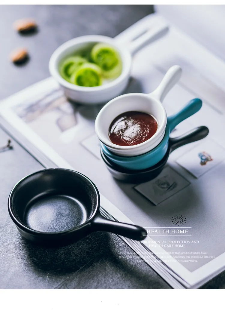 NIMITIME японский стиль керамический фарфор милый три цвета маленький соус блюдо с ручкой твердая чаша столовая посуда