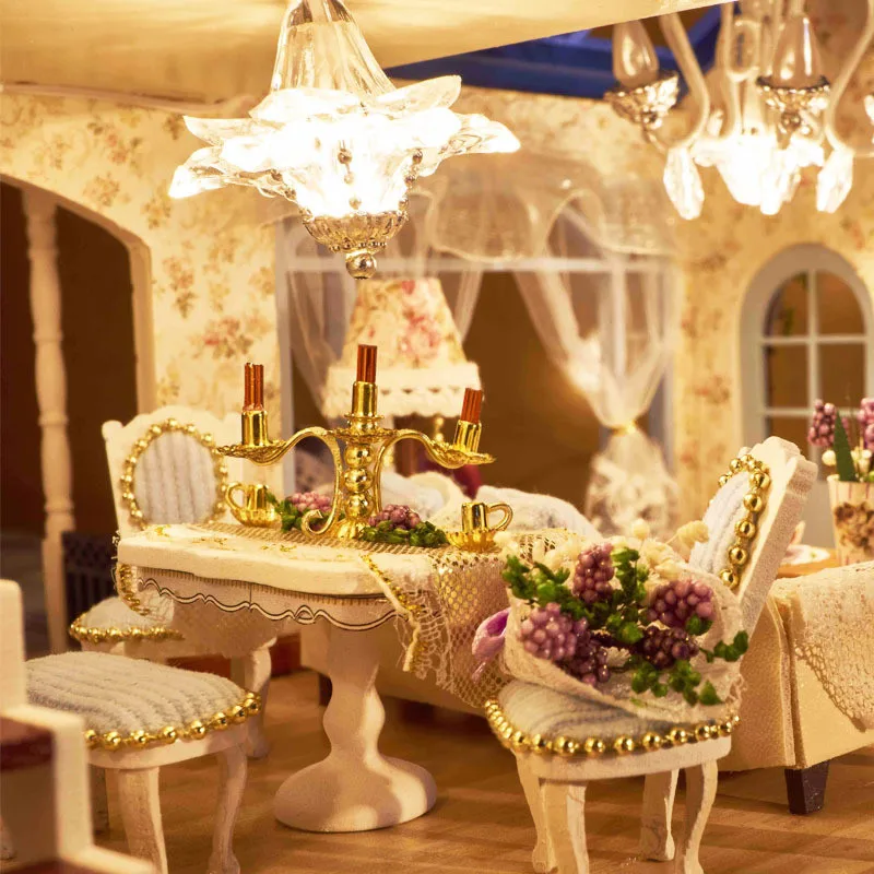 Кукольный дом Poppenhuis Каса де Boneca романтика, Прованс лаванда Миниатюрная модель деревянная игрушка мебель трансформер кукольный домик A032