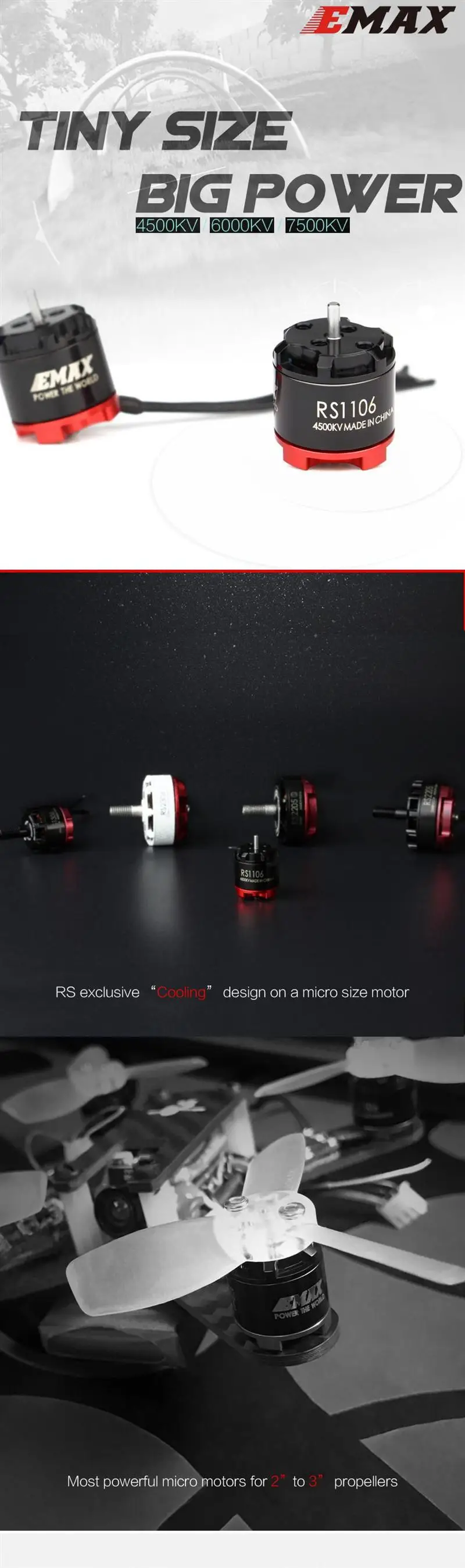 EMAX RS1106 4500KV 6000KV 7500KV бесщеточный микро-двигатель CW резьба для FPV Racer RC Racing Drone Quadcopter запчасти