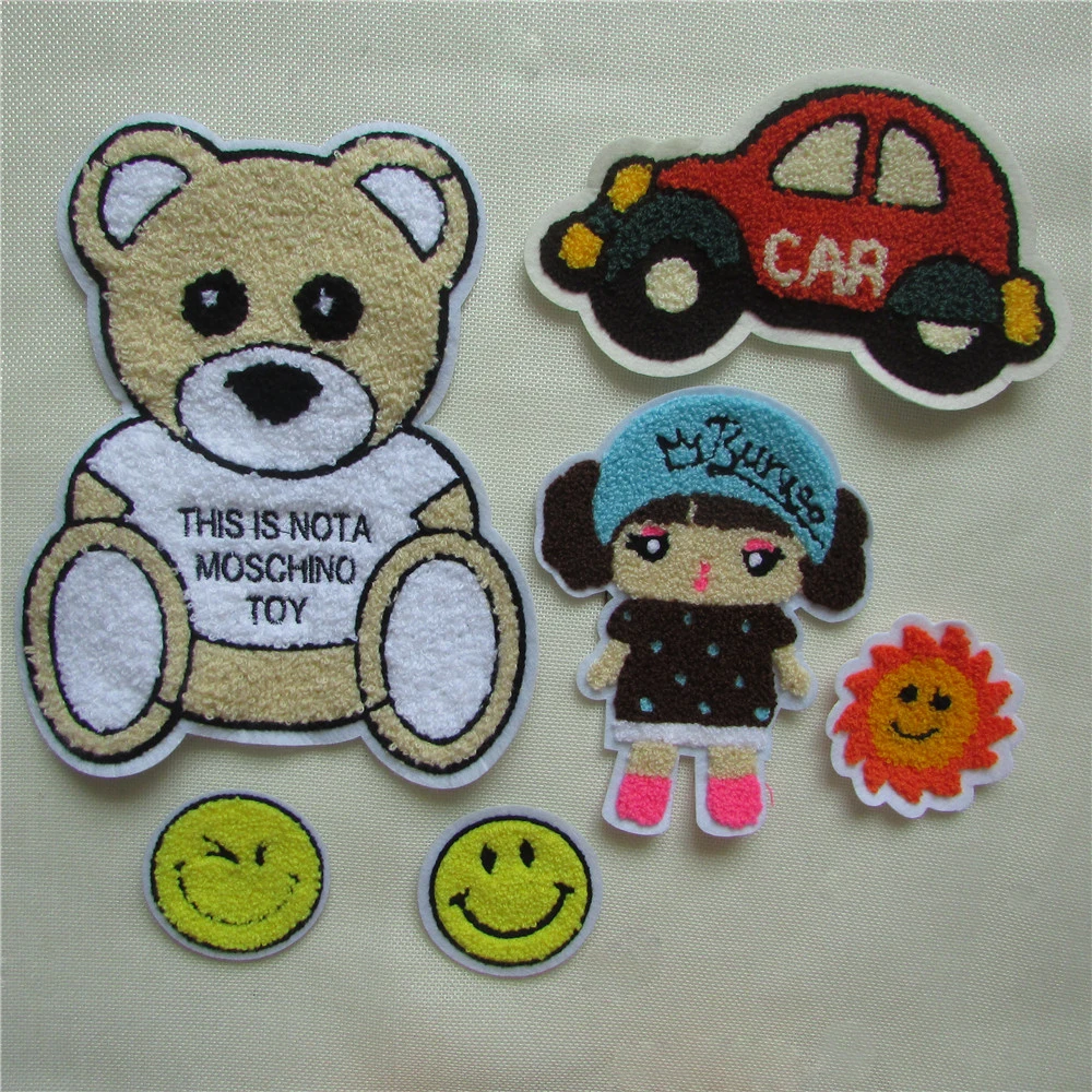 

1pcs sell loveliness cartoon Sew-on embroidered towel fabric patches stripes For Clothes pants DIY Accessories Sew On Applique