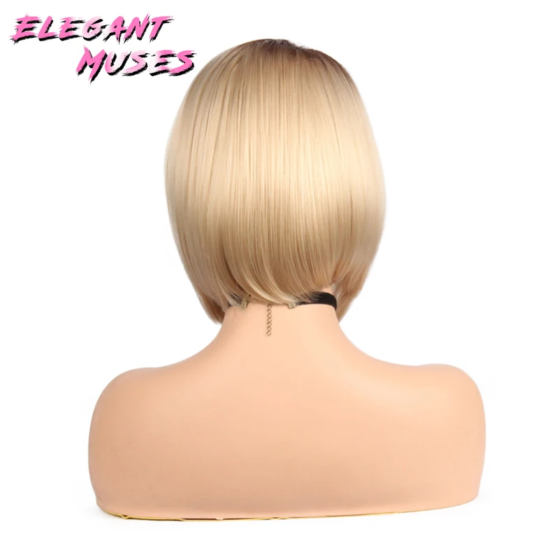 ELEGANT MUSES Short Bob Straight Synthetic Pruike Lace Front Wig Glueless High Temperature Heat Resistant Fiber Hair Women Wigs. ELEGANT MUSES Short Bob Straight Synthetic Pruike Lace Front Wig Glueless High Temperature Heat Resistant Fiber Hair Women Wigs.