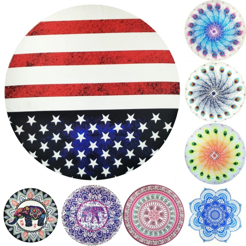 Thin Fabric Elephant Ananas Round Beach Towel Arrow Cashew Gradient Mandala Throw Roundie Shawl Chiffon Wall Hang Tapestry YG173 |