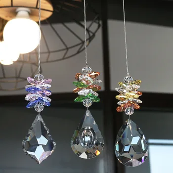

H&D Crystal Prism Pendant Rainbow Maker Chakra Hanging Suncatcher Window Sun Catcher Gift,Pack of 3,Home Wedding Decoration
