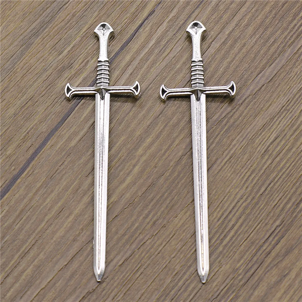 4pcs Sword Pendant Charms DIY Jewelry Making Jewelry Finding 2 Colors Antique Silver Antique Bronze Color 25x87mm