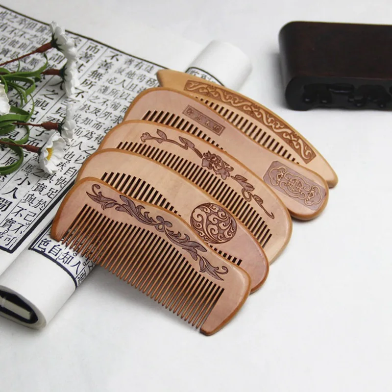 

1 pc Natural Peach Wood Comb Close Teeth Anti-static Head Massage Hair Care Wooden Tools Beauty Accessories