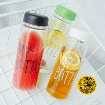 

Plastic My bottle 500ml for Water Bottles With Protective Bag Transparent or Matte Sport Korean style Heat resistant Leakproof