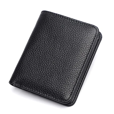 Fashion New Men's Wallet Genuine Leather Men Purse Small Wallet Short Men Card Holer Wallet Cowhide Soft Money Bag For Male - Цвет: Black