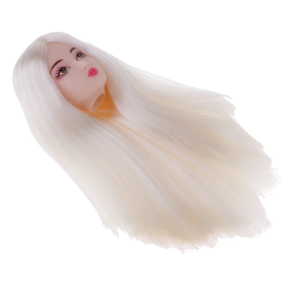 1/6 Female Action Figures BJD Head Sculpt White Hair Action Figure Head Wig DIY Custom for DOD SD DD Custom Parts Hair Accessory