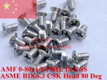 Stainless Steel screws 0-80x1/8 Flat Head 18-8 SS ROHS Polished 100 pcs | Обустройство дома
