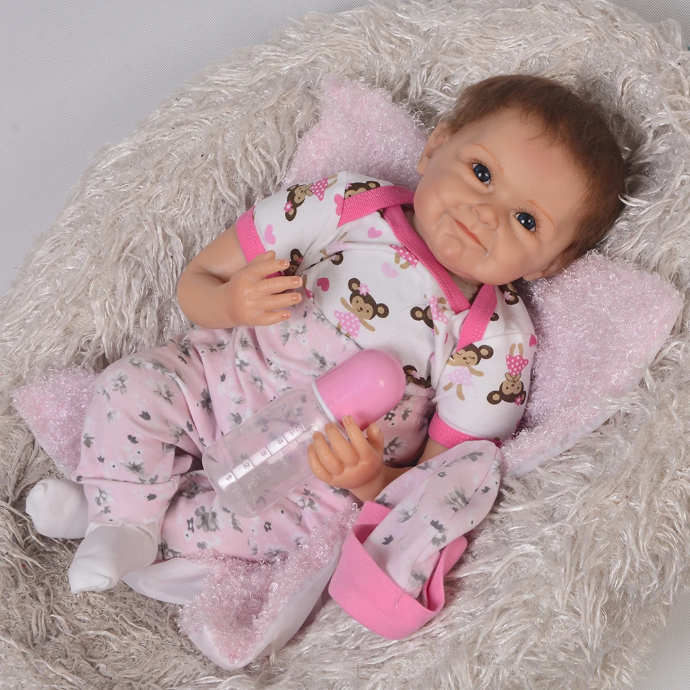 Cute Bebe Silicone Full Body Reborn Baby Dolls Girl 22/" Toddler Doll Real Look