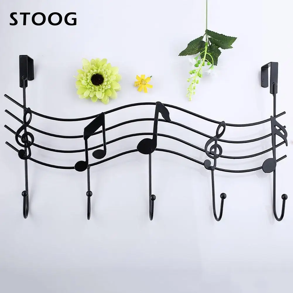 Best 1 Pcs Home Bathroom Kitchen Coat Hat Bag Metal Music Style Hook Hanger Organizer Wall Hanging Hooks Home Door Holder Decor