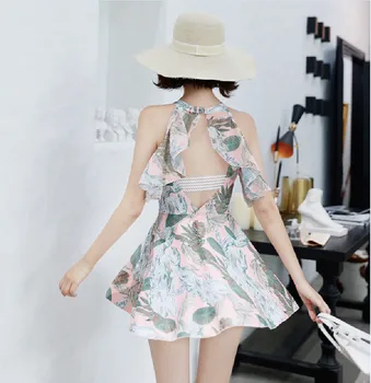 

One Piece Bathing Suit Whole Swimsuit 1 Woman Rashguard Female Swimwear Women 2019 Push Up Skirt Plus Size Floral Polyester