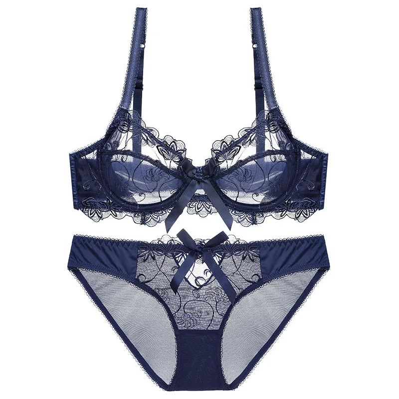 

Lace ultrathin lingerie bra and panties plus size push up romantic women sexy underwear noble lingerie bra set lightly lined