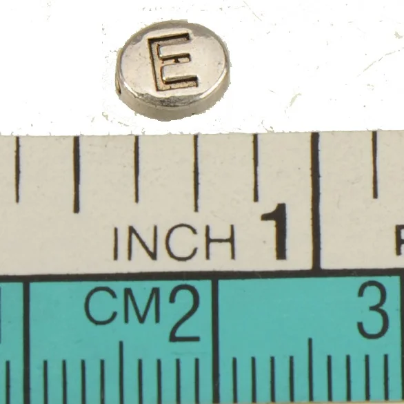 Бусины с алфавитом, подвески, браслет, ожерелье, ручная работа, овальная буква, 26, полная, а Б, плоская, серебряная, металлическая, Ювелирная фурнитура, 6*5*3 мм, 100 шт - Цвет: E