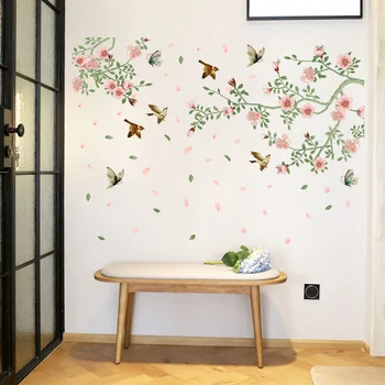 

Flower Bird Living Room Bedroom Bathroom Glass Door Decor Mural Self-adhesive Removable Eco-friendly Wall Stickers Decals dc28