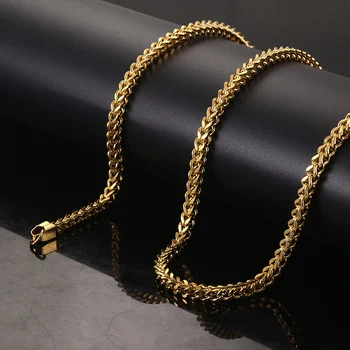 

4*600mm Stainless Steel Franco Chain Necklaces Gold Silver Color Men Hip Hop Rock jewelry