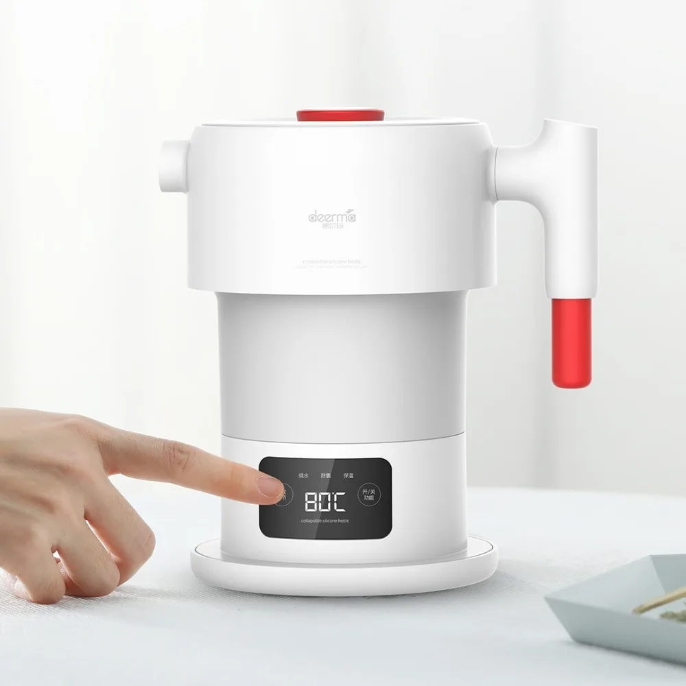 Горячая Xiaomi Deerma 0.6L сенсорный складной портативный Электрический чайник для воды ручной Электрический колба для воды горшок защита от автоматического отключения